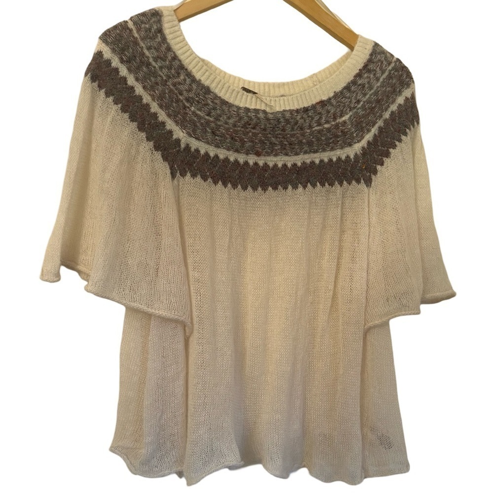 Free People Loch Lomond Flutter Sleeve Sweater Top Size XS - Picture 3 of 8